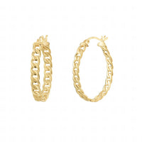 Gold & Honey - Women's Curb Link Oval Hoop Earrings