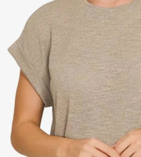 Zenana - Slub Rolled Sleeve Tee