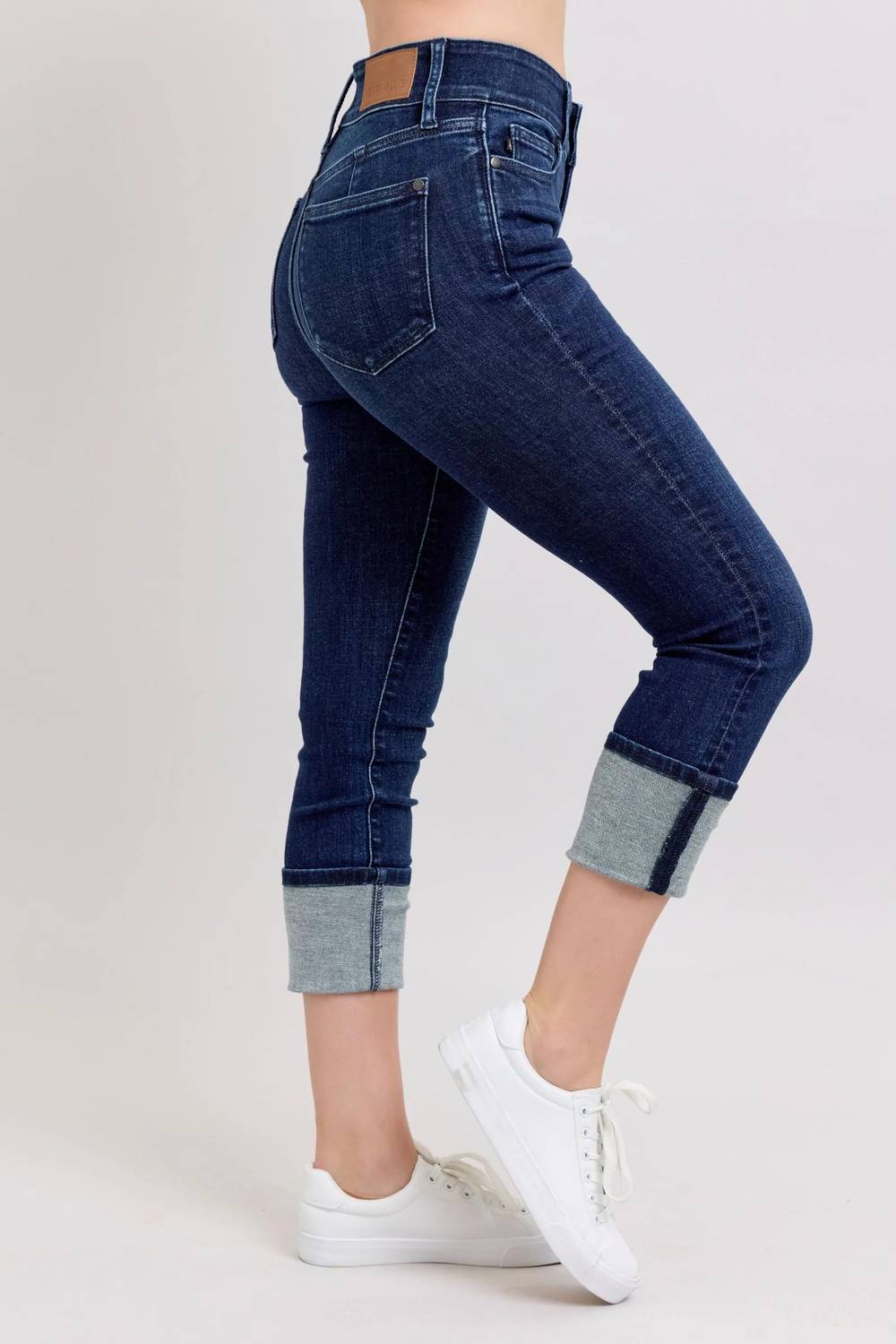 Judy Blue - Women's Ella Double Waist Cuff Capri Jeans