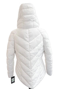 Tommy Hilfiger Women’s Hooded Puffer Coat in white - women's jacket - detail view