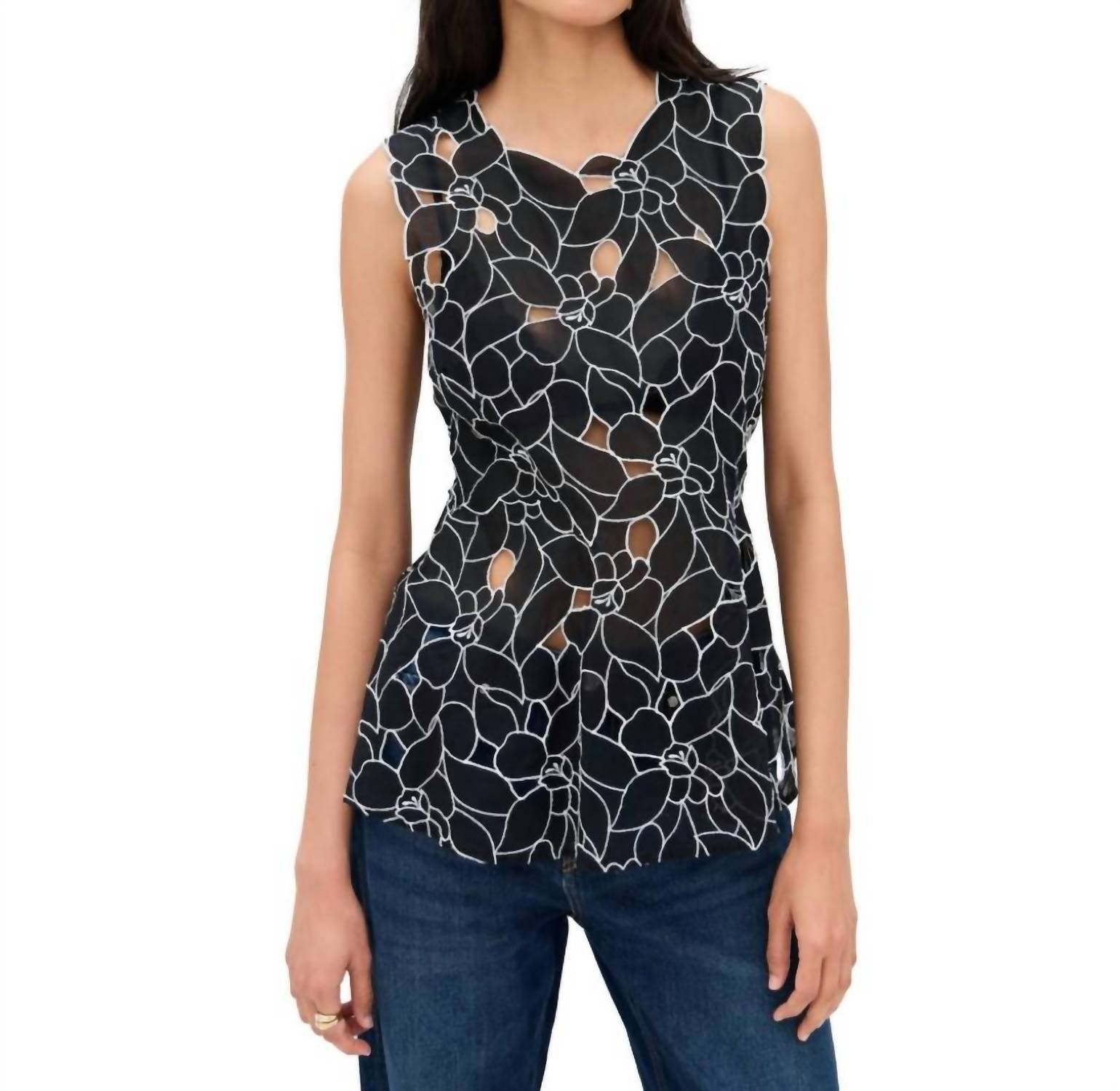 Ulla Johnson Ali Sleeveless Top in noir - women's tank top