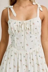 Le Lis - Tie Shoulder Strap Bustier Floral Mini Dress