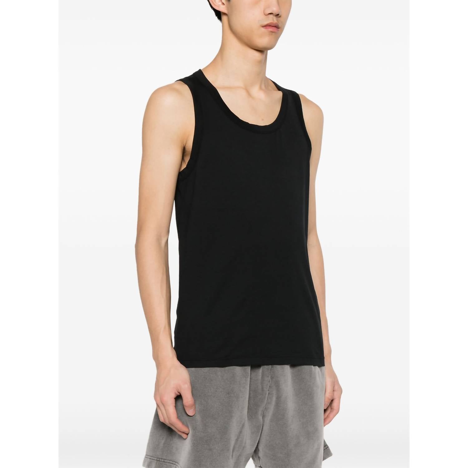 Officine Générale Tino Tank Top in black - men's tank top - detail view