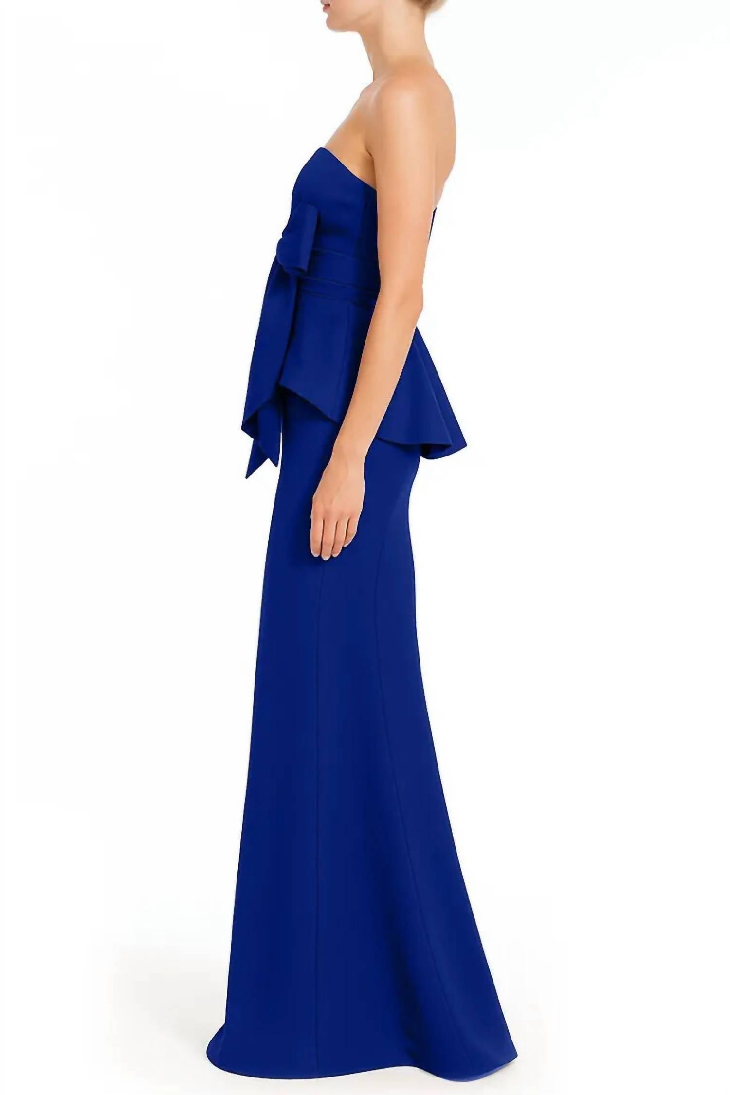 Badgley Mischka - Women's Detail Ruffled Peplum Mermaid Gown Dress