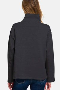 Zenana - Turtleneck Half Snap Fleece Sweatshirt