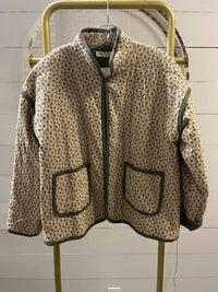 Doe and Rae Floral Quilted Jacket in khaki green floral - women's jacket - alternate view