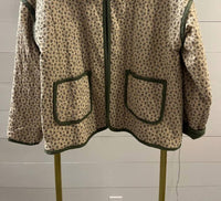 Doe and Rae Floral Quilted Jacket in khaki green floral - women's jacket - detail view