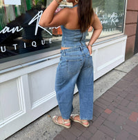 Hidden - Lace Up Denim Halter Top