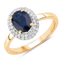Diana M Jewels Women's Oval Natural Sapphire Fashion Ring (1.84 Ct) - Classic in 14k yellow gold - women's jewelry