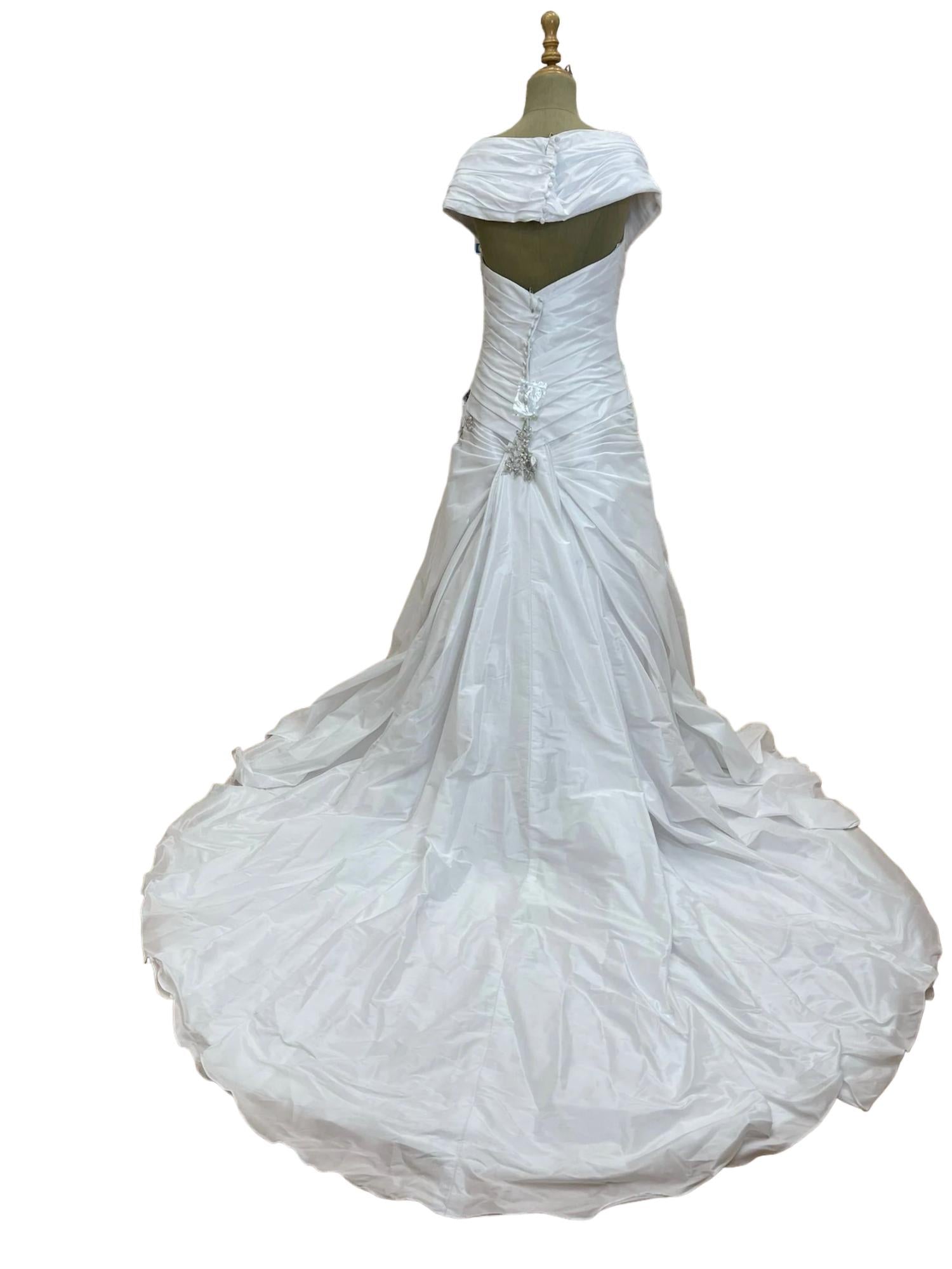 Mary'S Bridal - Women's Off Shoulder Floral Draped Wedding Gown
