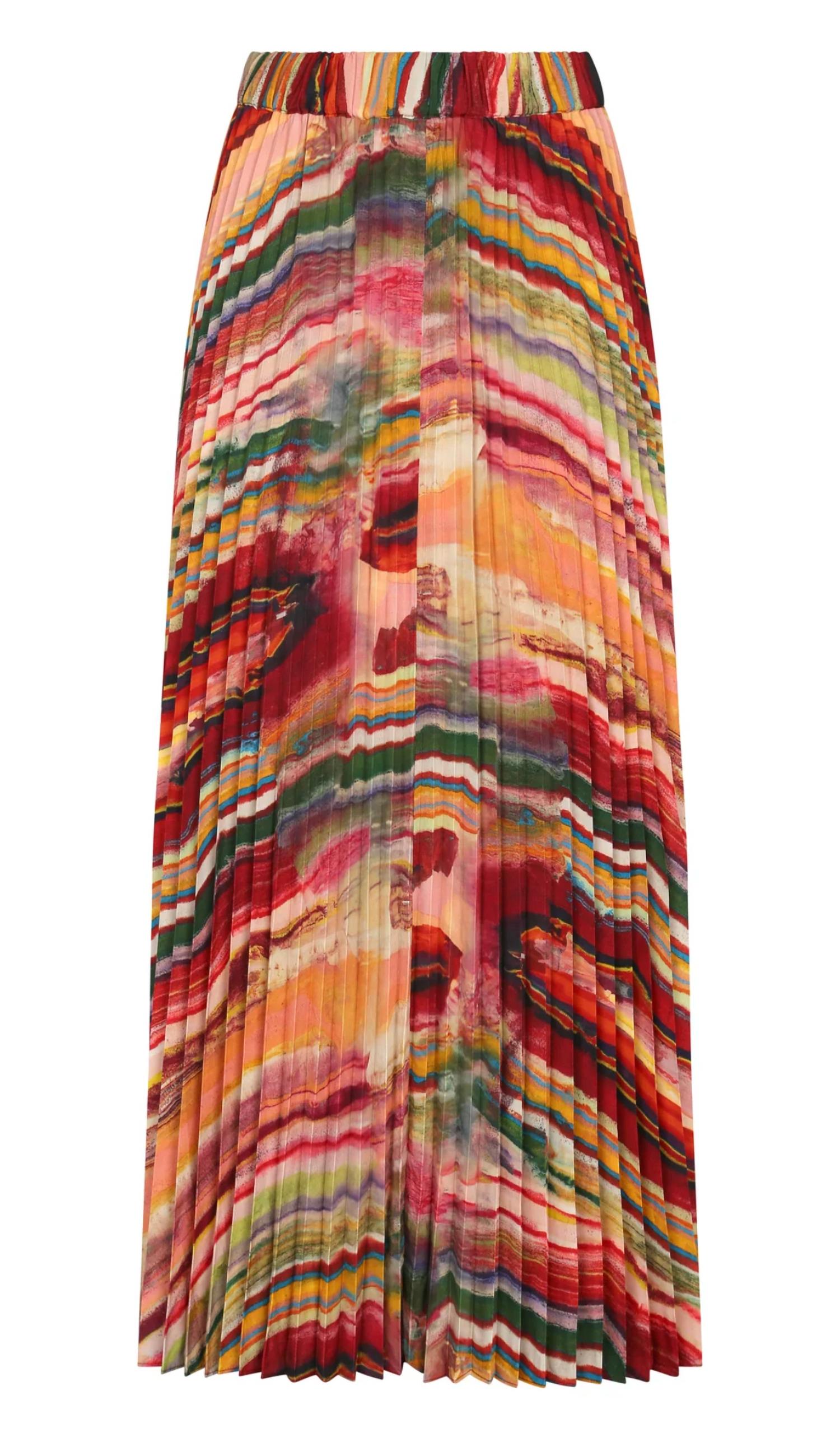 CAROLINA K Cleo Pleated Midi Skirt in ruby marble - women's skirt - view 4