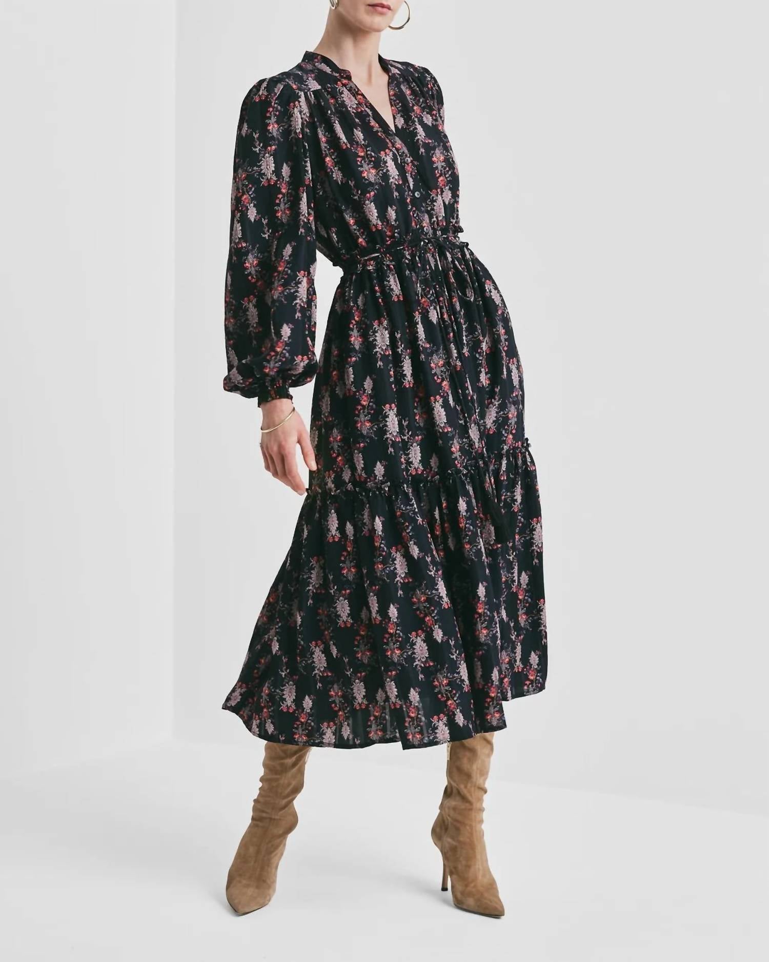 byTiMo Bohemian Belt Dress in midnight paisley - women's dress - alternate view