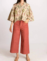 Before You - Ashley Ikat Print Flowy Sleeve Top