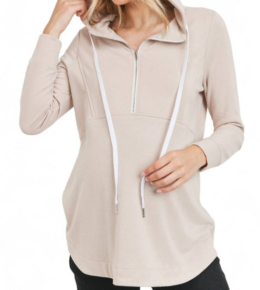 Hello Miz - French Terry Half Zip Maternity Nursing Hoodie