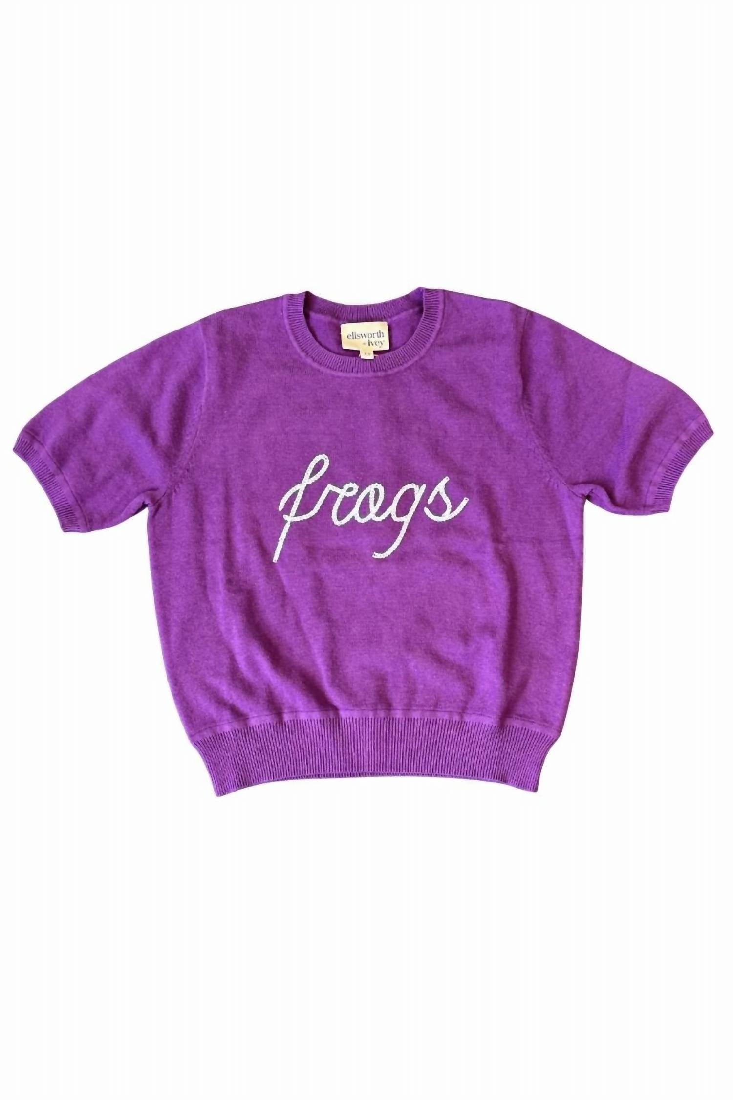 Ellsworth + Ivey - Women's Frogs Short Sleeve Embroidered Sweater