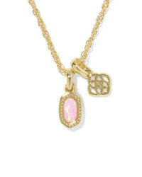 Kendra Scott Mini Elisa Dira Necklace in gold light pink lab grown opal - women's jewelry - detail view