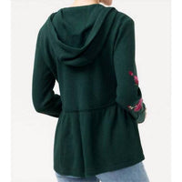 Johnny Was ROSILIA PEPLUM METALLIC THERMAL HOODIE in metallic emerald - women's top - view 4