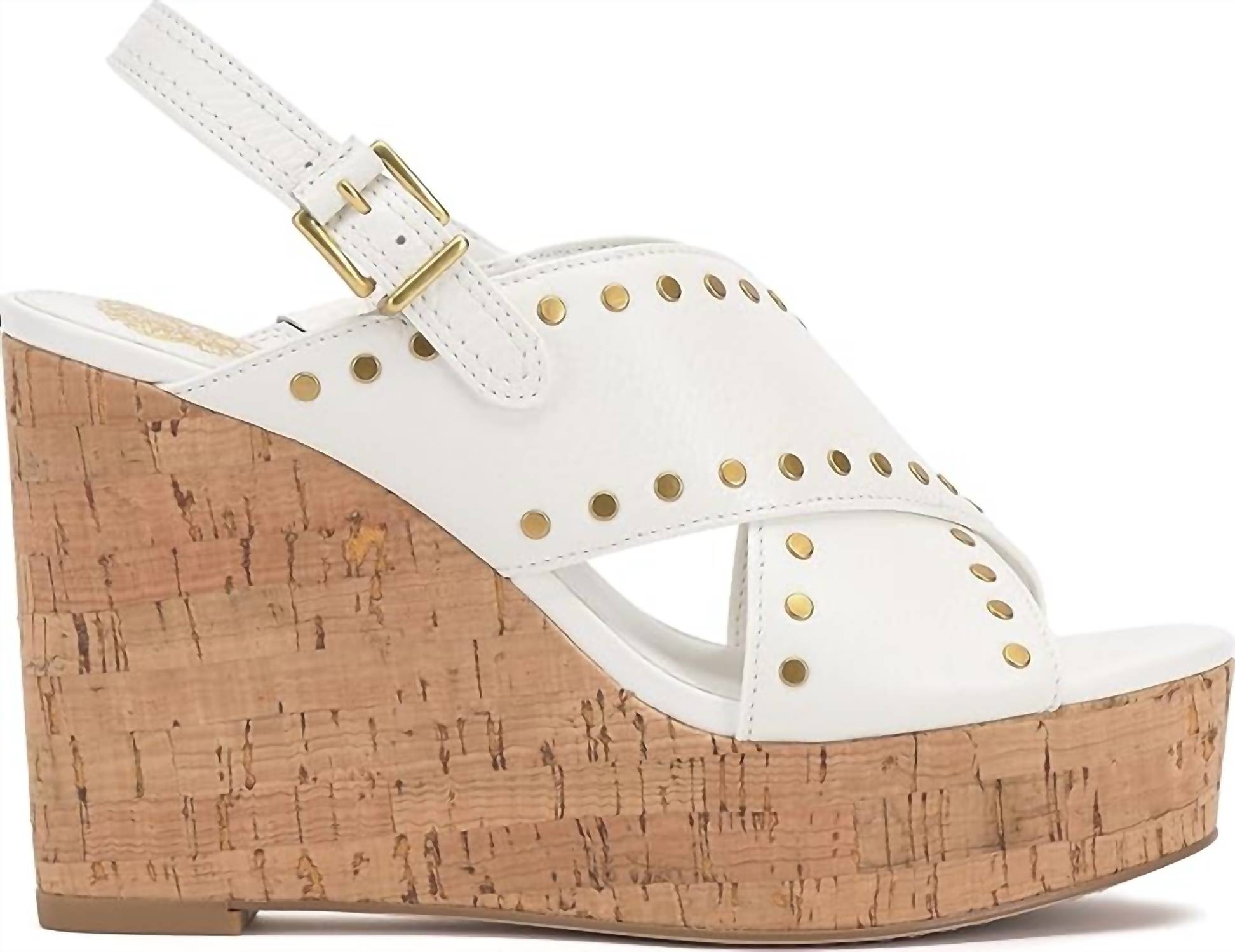 Vince Camuto - Women's Ellna Cross Band Studded Platform Wedge Sandal
