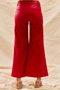So Me - Regina Mid Rise Wide Faux Leather Pants
