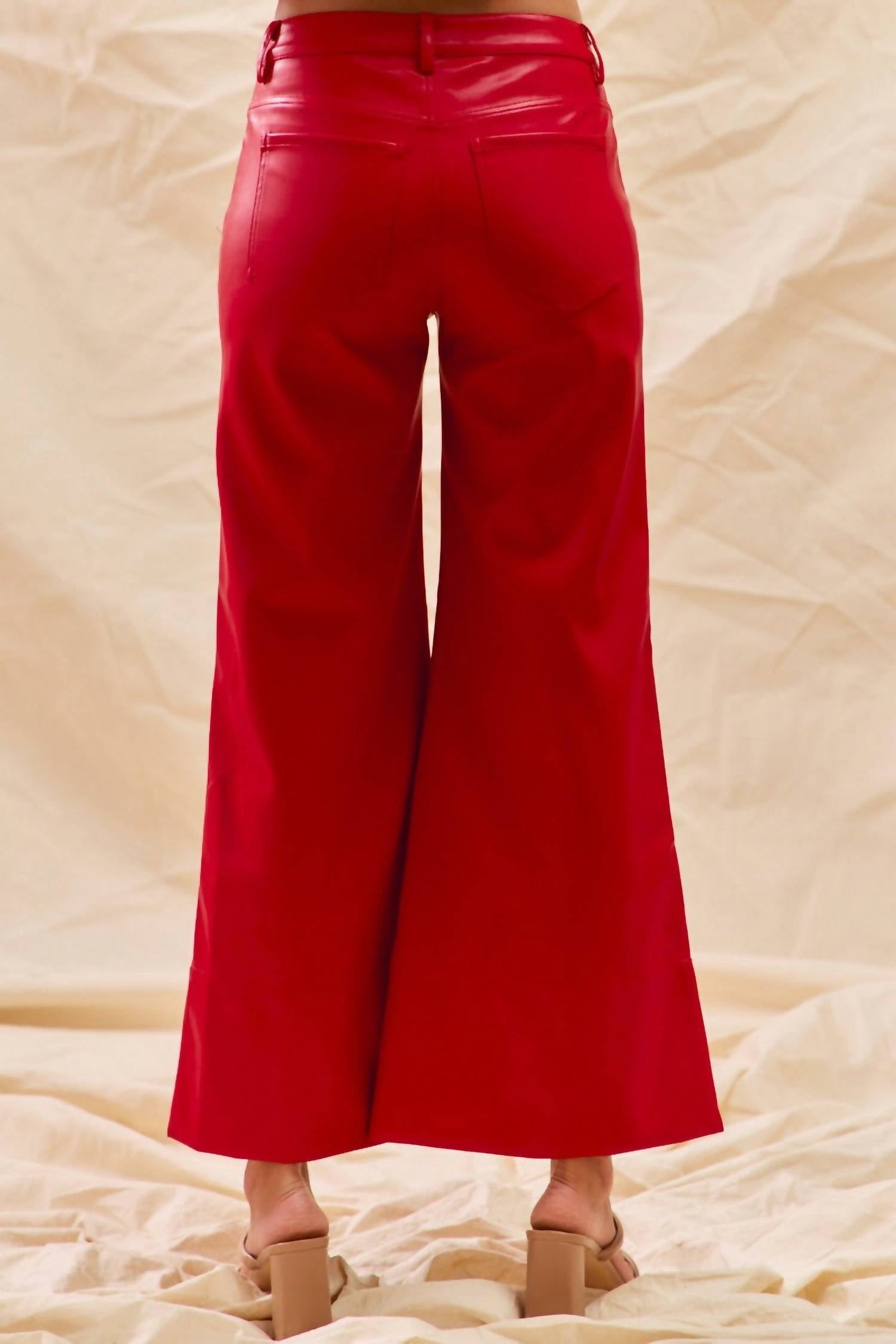 So Me - Regina Mid Rise Wide Faux Leather Pants