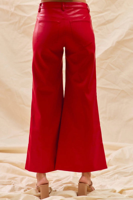 So Me - Regina Mid Rise Wide Faux Leather Pants
