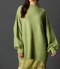 Before You - Knit Ribbed Funnel Neck Oversized Pullover