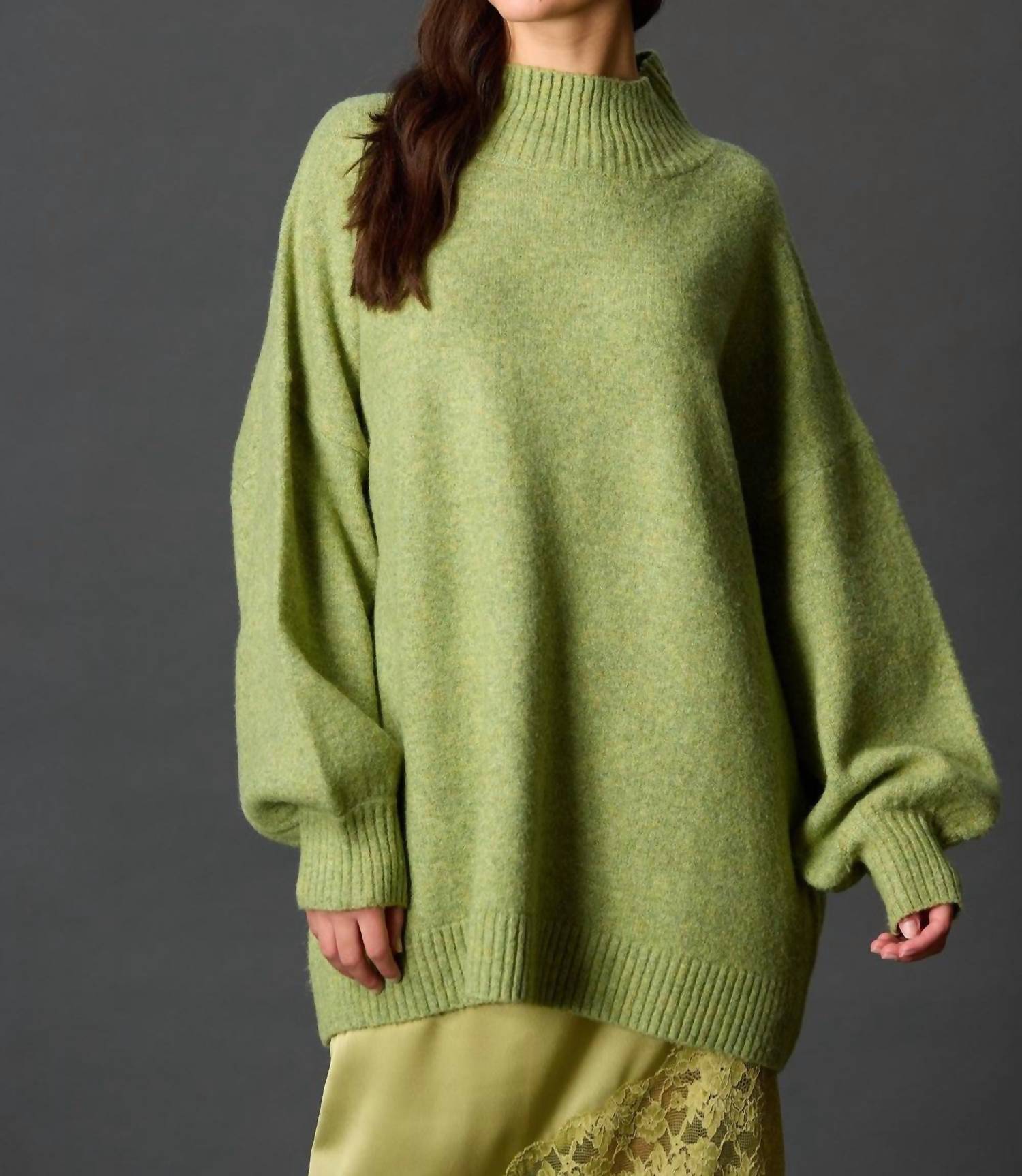 Before You - Knit Ribbed Funnel Neck Oversized Pullover