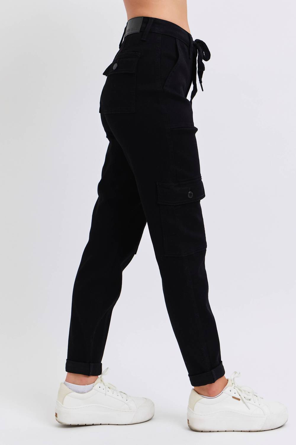 Judy Blue High Waist Cargo Cuffed Jogger in black - women's pants - view 6