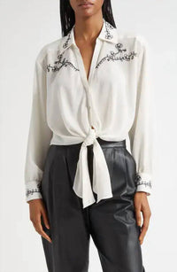 Cinq A Sept - Bead-embellished Button-up Shirt