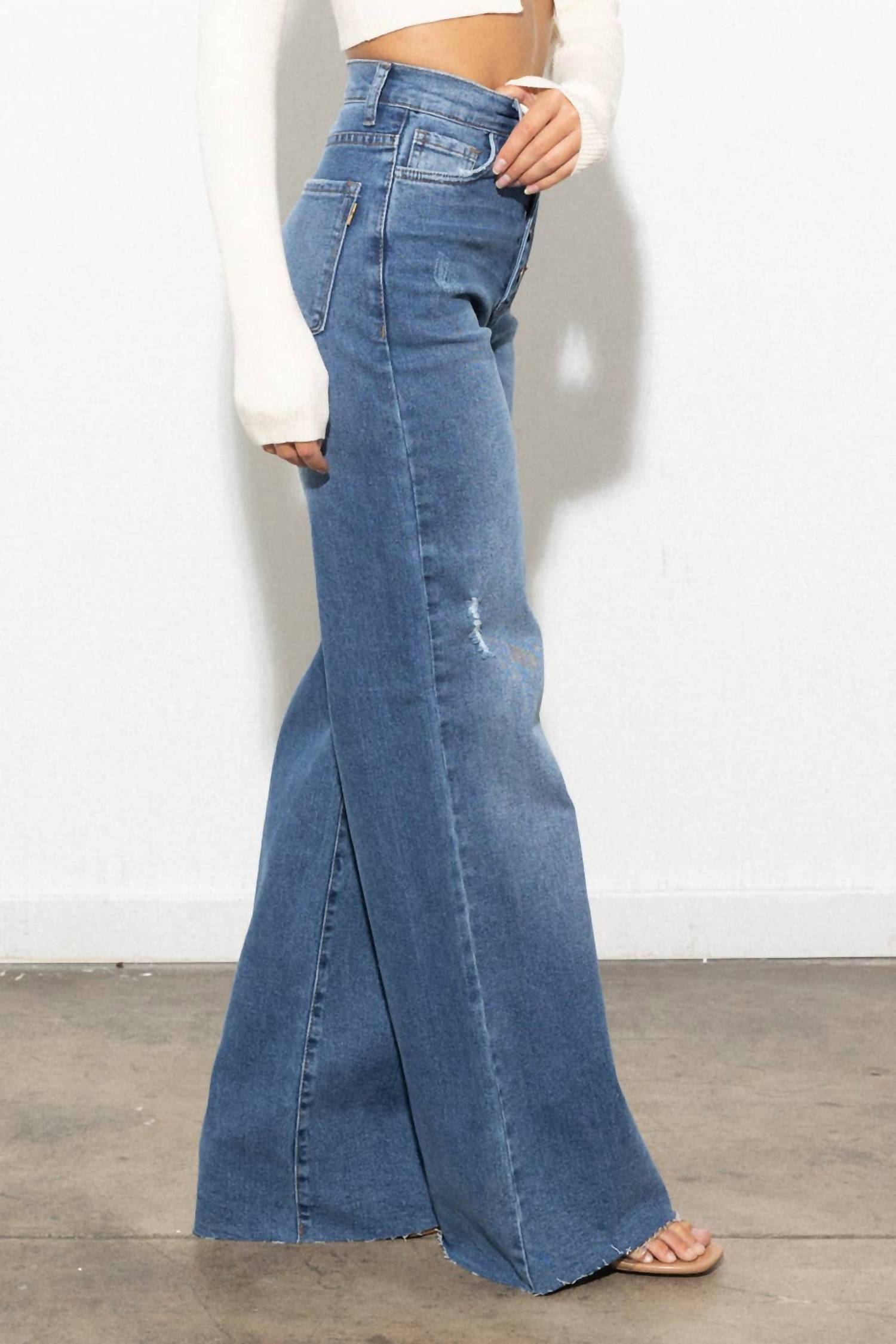 Vibrant M.I.U Coco High-rise Wide Jeans in blue - women's jeans - alternate view