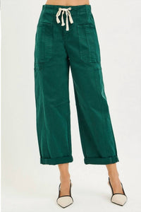 Risen - Barrel Wide Leg Jeans With Draw String Waste Band