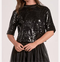 Elan - Quarter Sleeve Sequin Top