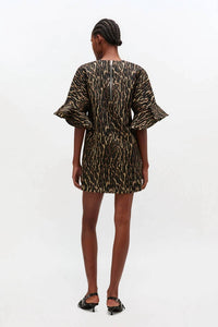 Ganni - Metallic Cloque Mini Boxy Dress