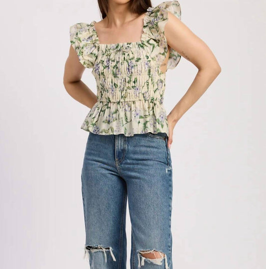 En Saison - Charleston Ruffle Sleeve Peplum Top