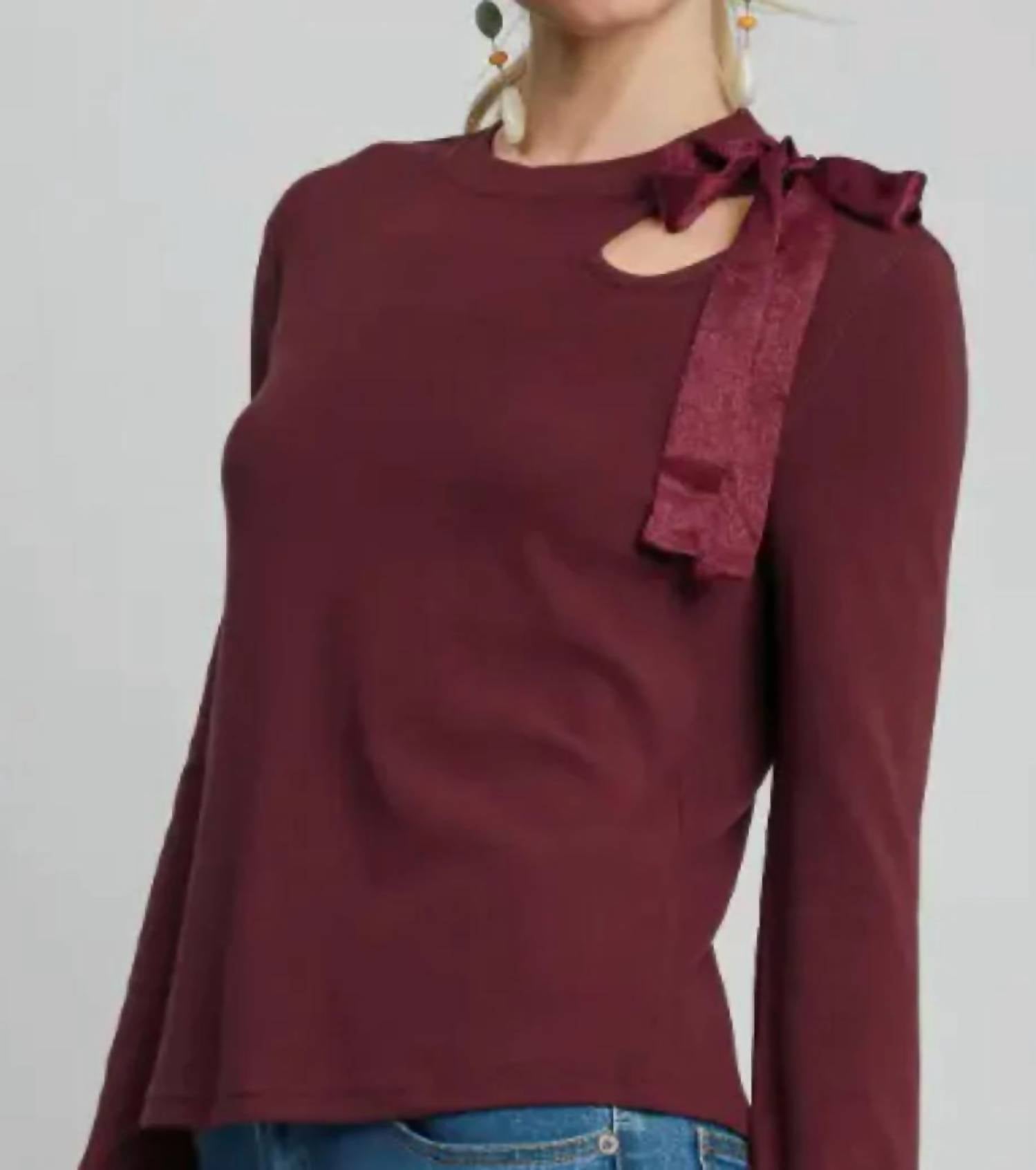 Umgee - Soft Stretch Pullover Bow Top