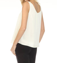 Joseph Ribkoff Scoop Neck Sleeveless Satin Top in winter white - women's tank top - alternate view