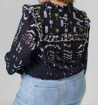 Emily Lovelock - Daisy Long Sleeve V-neck Blouse - Plus