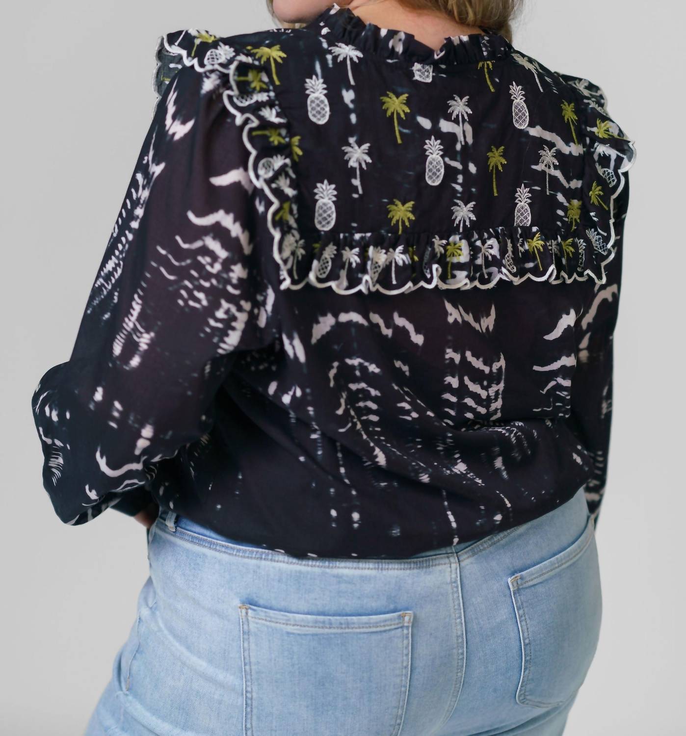 Emily Lovelock - Daisy Long Sleeve V-neck Blouse - Plus