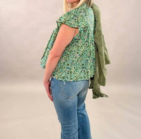 Mahila - Cap Sleeve Botanical Breezy Blouse