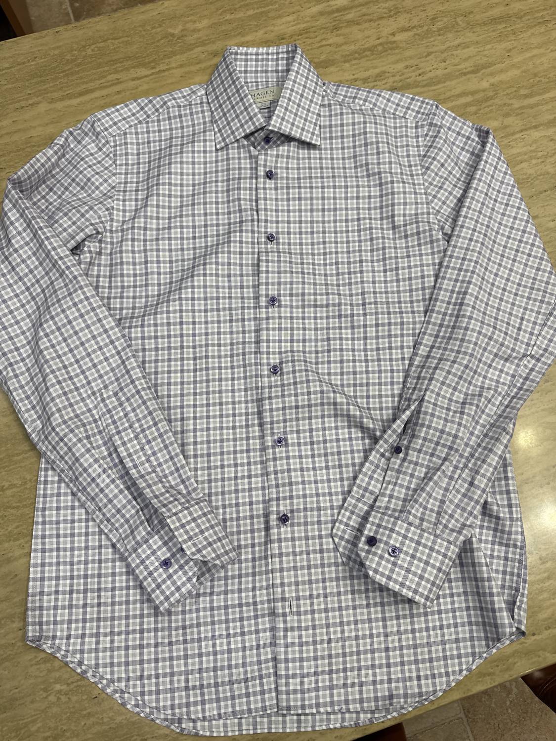 Hagen Men's Button Down Shirt in navy multi - men's shirt