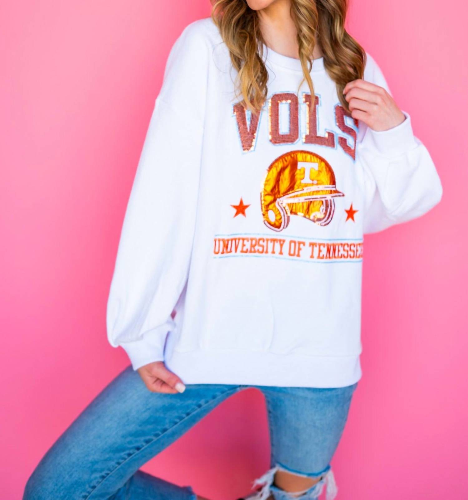Queen Of Sparkles - Licensed Ut Vols Baseball Helmet Sweatshirt
