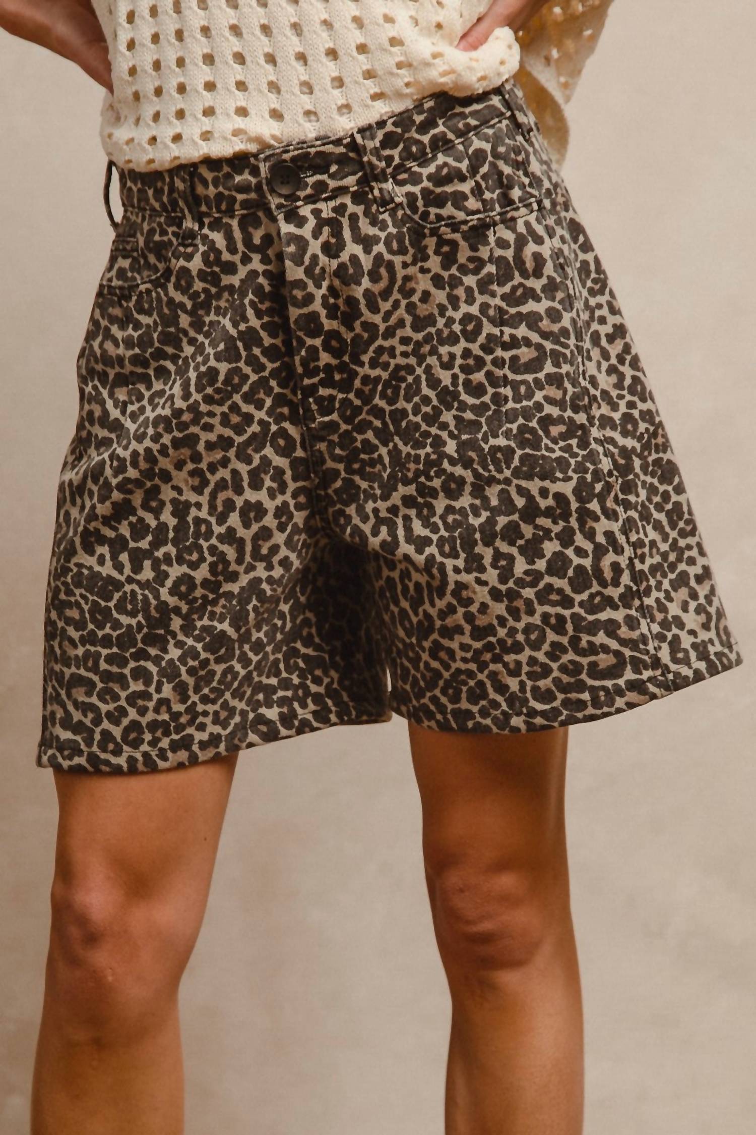BiBi Wild Side Front Pockets Dad Shorts in leopard - women's shorts - view 4