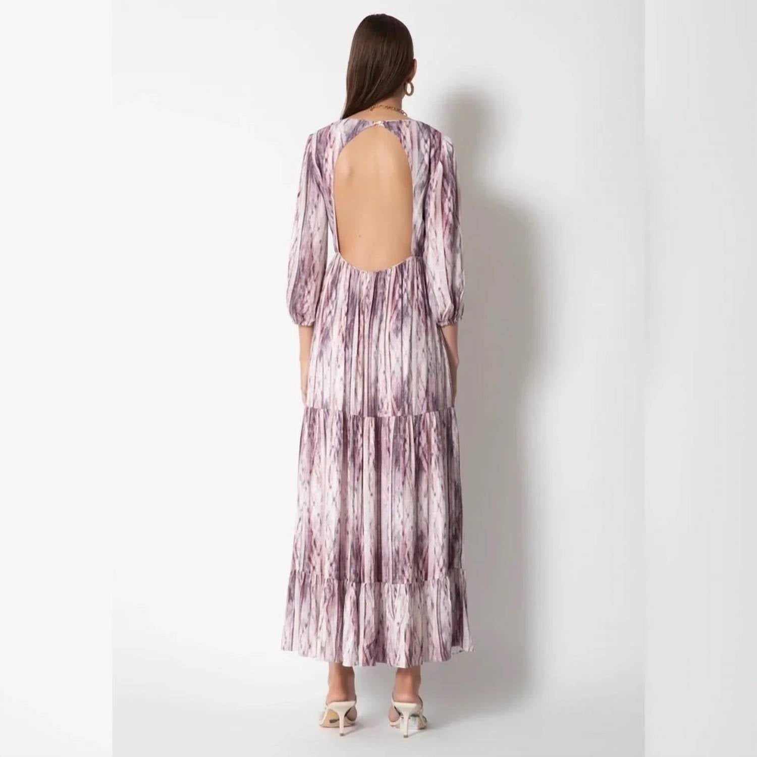 Tart Collections Emme Maxi Dress in linear dusk - women's dress - detail view