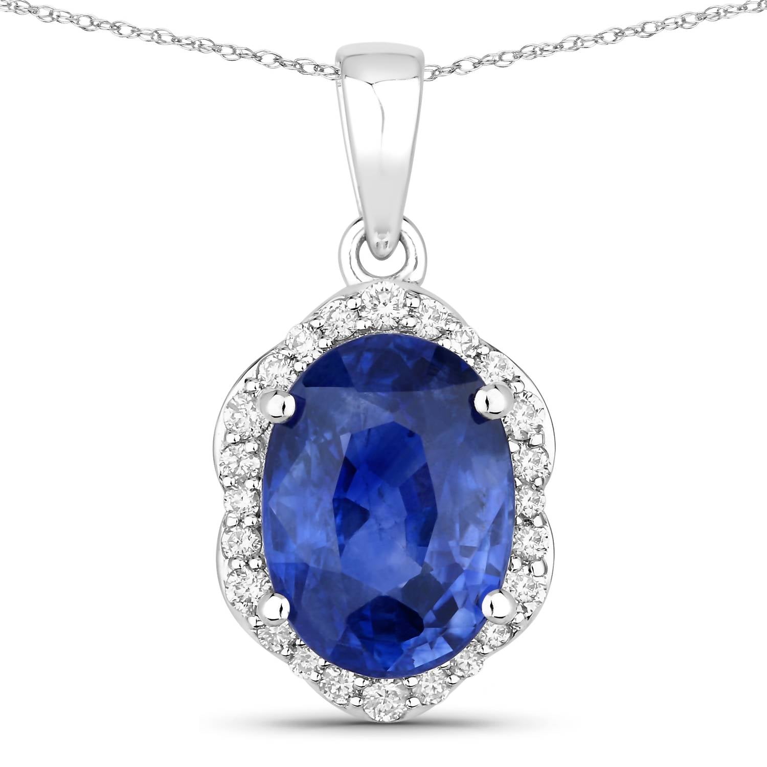 Diana M Jewels Women's Oval Natural Sapphire Pendant Necklace (2.91 Ct) - Signature in 18k white gold - women's jewelry