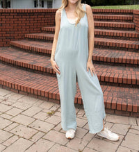 ee:some Sweet Wide Leg Jumpsuit in sage - women's pants