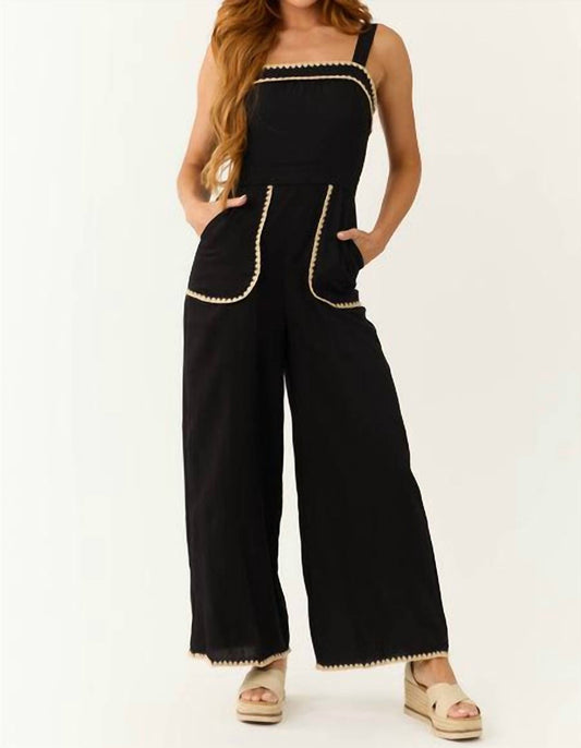 Entro - Contrast Square Neck Sleeveless Jumpsuit