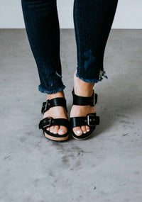 Very G Women's Laurie Wedge Sandal in black - women's shoe - detail view
