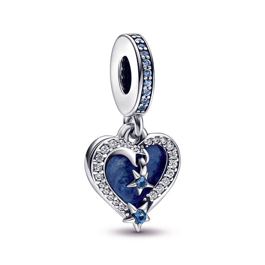 Pandora - Women's Celestial Shooting Stars Heart Double Dangle Charm