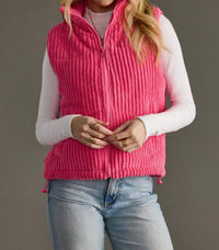Panache Apparel The Aspen Corduroy Vest in pink - women's jacket - detail view