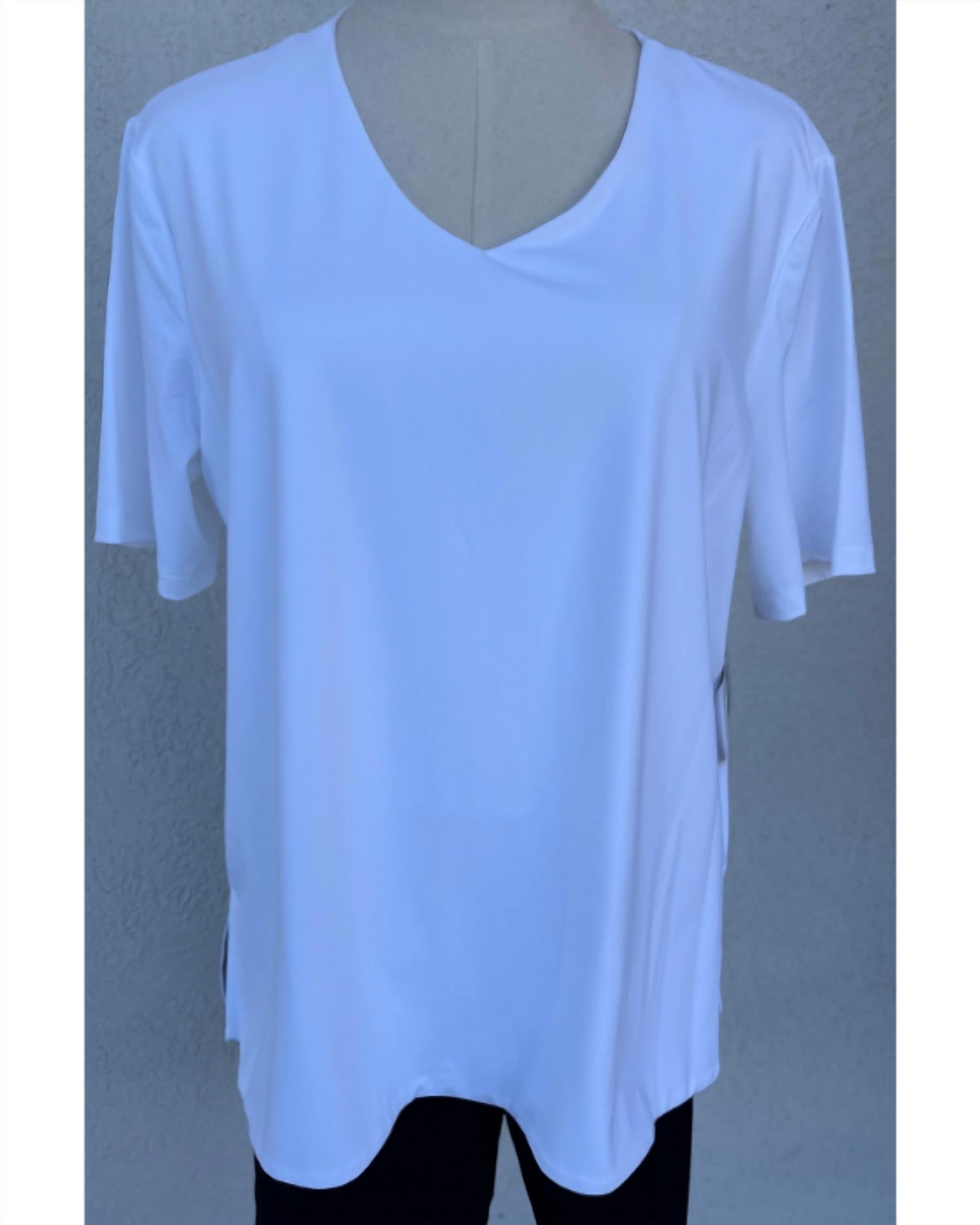 Multiples Women's Short Sleeve Upf Protection Top in white - women's t-shirt - detail view